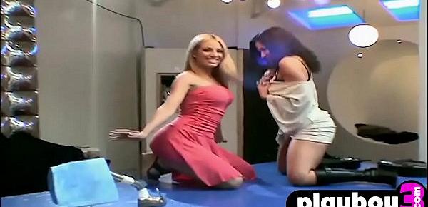  Busty lesbians passion played for a naive stranger